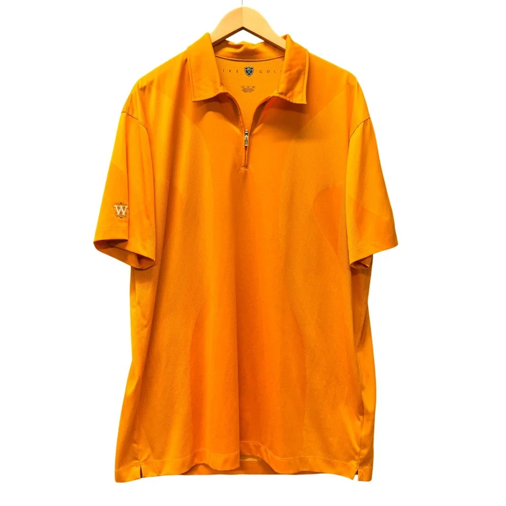 Nike Golf Shirt Mens XL Fit Dry Orange Wedgewood Golf & CC Innovation 1/4 Zip